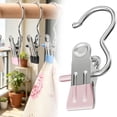 thumbnail image 1 of 6 Pack Hanging Clips with Hooks, Laundry Boot Rack Hangers with Rubber Grips, 360 Rotating Clips for Pants and Skirts, Portable Drying Hooks for Towels and Socks, Storage Tools (Pink), 1 of 8