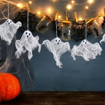6-Pack Hanging Ghost Decorations for Halloween, Floating Phantom Pendants for Yard Tree Porch, Spooky Floating Spirits Outdoor Party Decor (White)