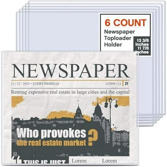 6 Pack Hard Newspaper Holder 13" x 11" Rigid PVC Protection Plastic Newspaper Protector 4.5mm Thick Clear File Loaders Archival Documents Storage for Magazines, Comics, Photos$$Tools & Hardware Other
