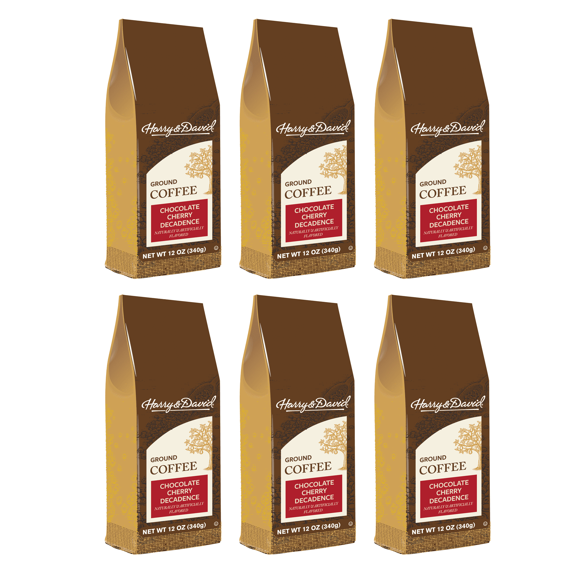(6 Pack) Harry & David Chocolate Cherry Decadence Ground Coffee, Medium Roast, 12 Oz