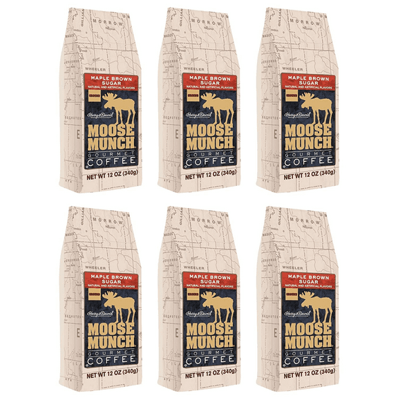 (6 Pack) Harry & David Moose Munch Maple Brown Sugar Ground Coffee, Medium Roast, 12 Oz