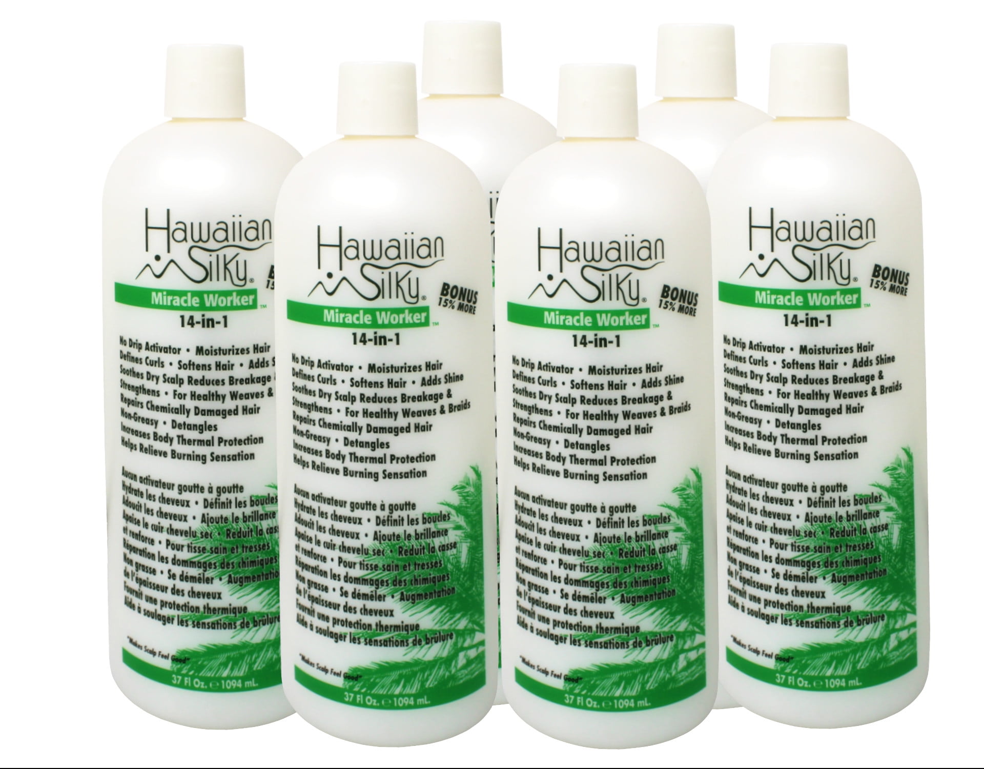 6 Pack - Hawaiian Silky 14-in-1 Miracle Worker 32 Ounce, No Drip Activator & Moisturizer, Leave In Conditioner