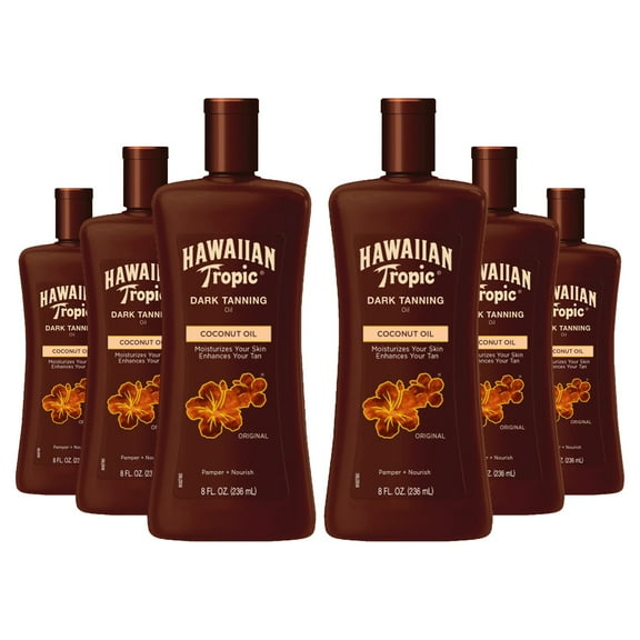6 Pack Hawaiian Tropic Dark Tanning Oil, Nourishing, Original, 8 Oz Each
