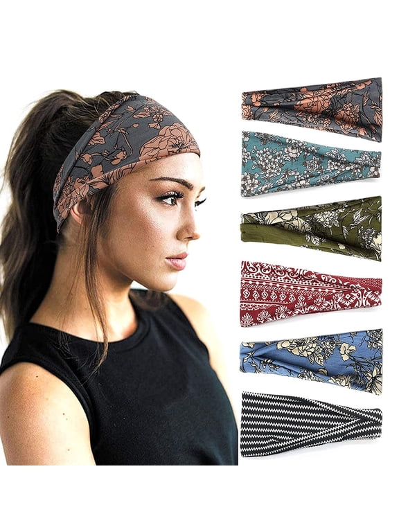 6 Pack Headbands For Women Fashion Wide Headband Yoga Workout Head Bands Hair Accessories Band
