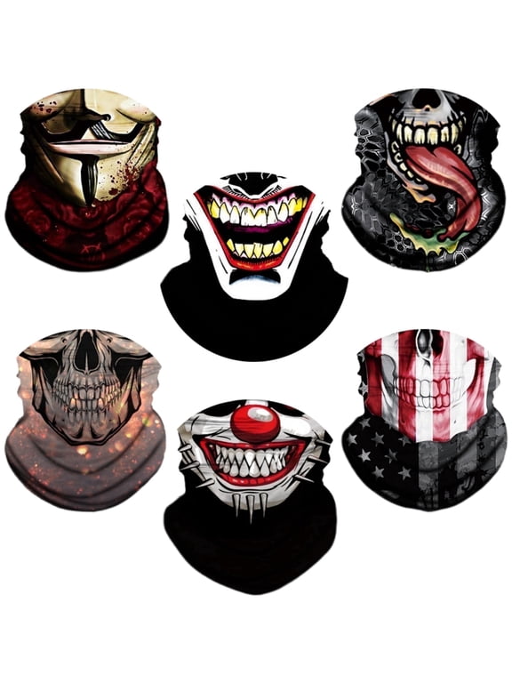 6 Pack Headwear Neck Gaiter Face Mask Bandana Scarf Balaclava for men women