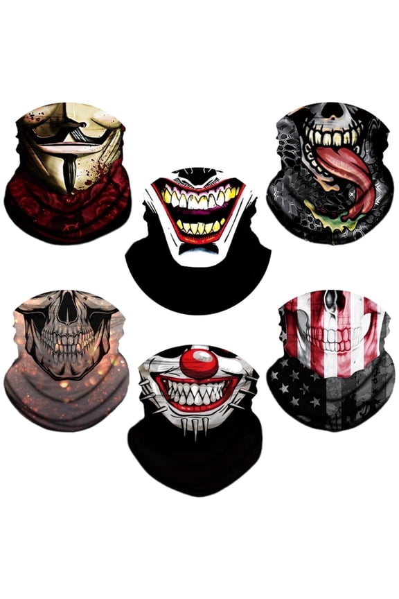 6 Pack Headwear Neck Gaiter Face Mask Bandana Scarf Balaclava for men women