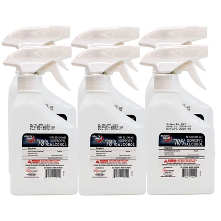 6 Pack - Health Smart 70% Isopropyl Alchohol Multipurpose Spray 10 Ounce