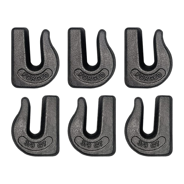 6 Pack Heavy Duty 3/8 Weld On Grab Hook, Grade 70 Clevis Chain Hook for  Trailer, Truck, Rigging, Flatbed, Tractors, Loader Bucket, Tie Down (6) 
