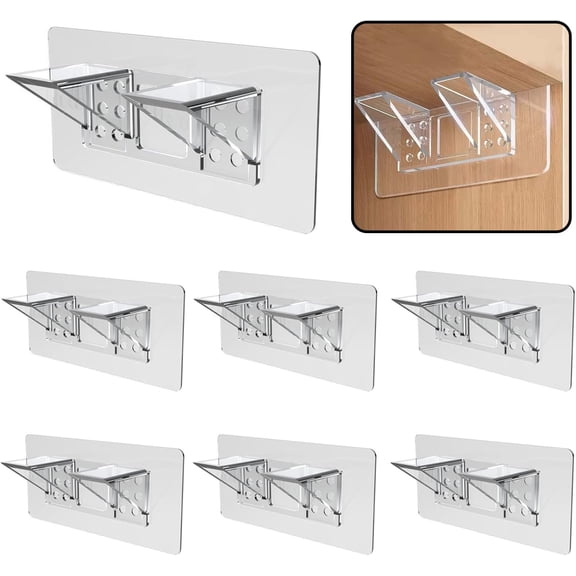 6-Pack Heavy-Duty Adhesive Shelf Brackets, Large Size Double Row Brackets, No-Drill Wall Mount Pegs,Shelf Support Pegs for Kitchen Cabinets, B shelves, and Closets