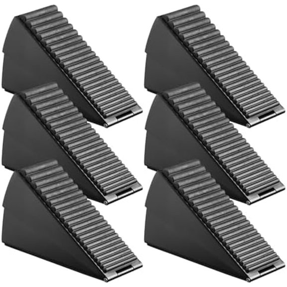 6 Pack Heavy Duty Door Stoppers, Large Adjustable Spring Door Stop & Wedge Combo - 3 Inch Tall with Non-Slip Rubber for Bottom of Any Heavy Door, Suits Carpet, Tile, Hardwood$$Office