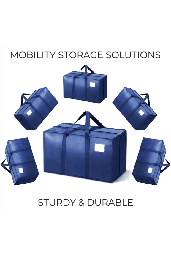 6 Pack Heavy Duty Extra Large Moving Bags, Storage Totes with Reinforced Handles & Zippers, Space Saving Organizer for Clothes, Bedding, Moving Supplies, Travel & Home Storage