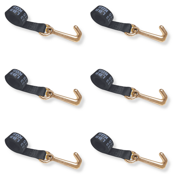 6 Pack Heavy Duty G70 2" x 10' Mini J Hook Towing Strap for Trailer Wrecker