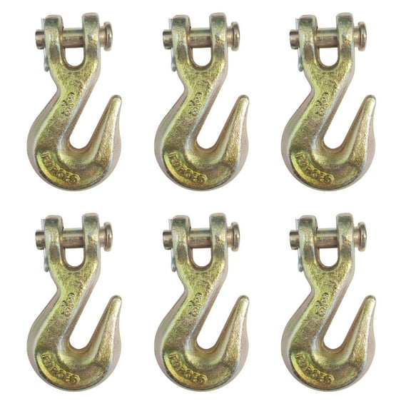 6 Pack Heavy Duty G70 5/16" Clevis Grab Hook Flatbed Truck Trailer Transport Tow Chain Hook 4700 lbs WLL