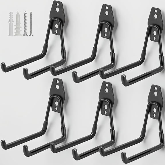 6 Pack Heavy Duty Garage Hooks, Steel U-Shape Storage Hangers for Ladders, Hose, Tools and Garden