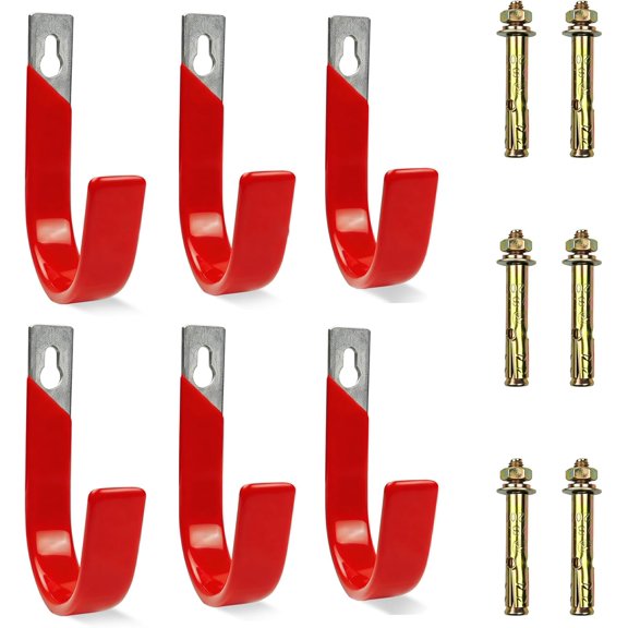 6 Pack Heavy Duty Garage Hooks, Wall Mount J Hook for Hanging, Metal Utility Storage Hooks for Bike,Ladder, Hose