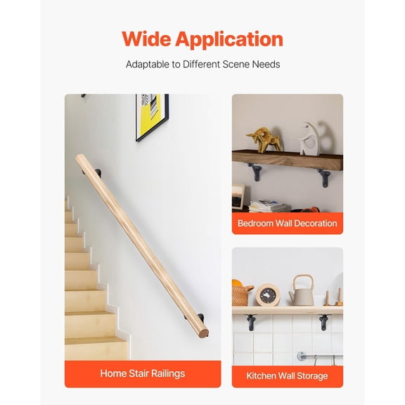 6 Pack Heavy Duty Handrail Brackets Flexible Angle Adjustment Easy Install Stair Railing Hardware Matte Black