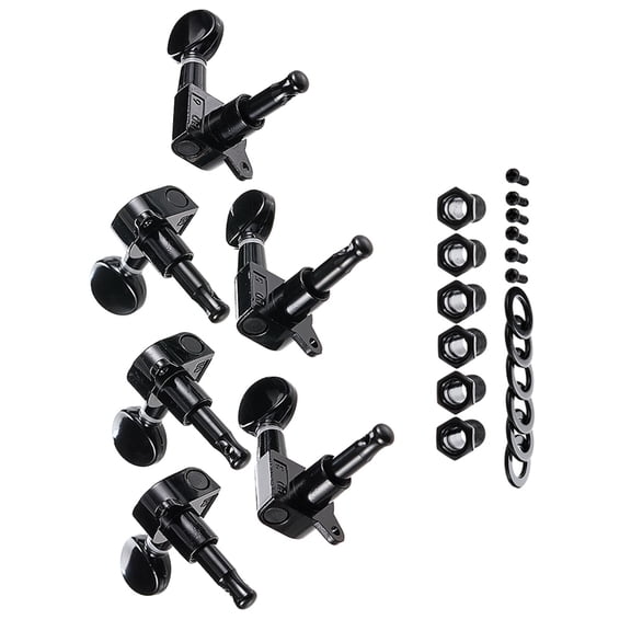 Set of 6 Left Hand Guitar Machine Heads with Bushings and Screws Metal Texture for Standard 13/32inch Installation