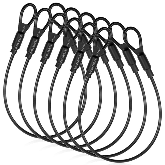 6 Pack Heavy Duty Loop End Cable 12 Inch Length Braided Stainless Steel PVC Coated Safety Wire Rope for Outdoor Travel Home Security Cables, 4mm Thickness Security Cable with Loop Ends