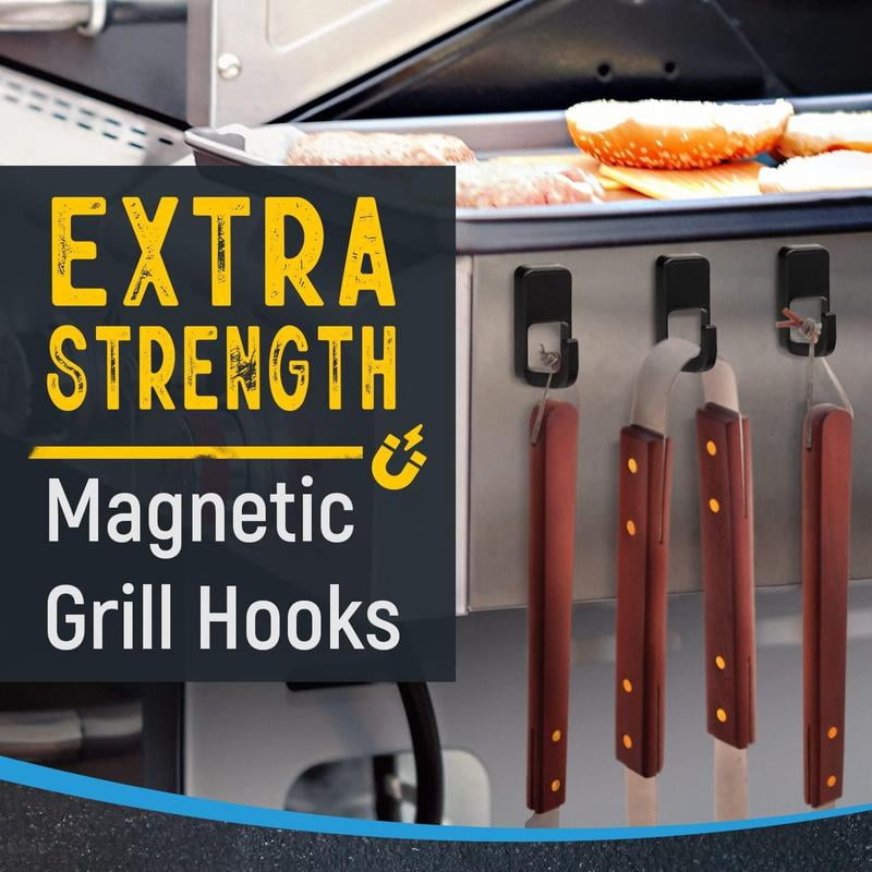 [6 Pack] Heavy Duty Magnetic Hooks for Hanging Utensils on Your Grill ...