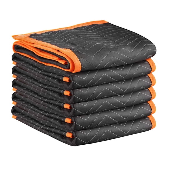 6 Pack Heavy Duty Moving Blankets 80x72 Inches Cotton Filled Nonwoven Padded Furniture Shipping Wrapping Protection Blankets 35 lbs per Dozen