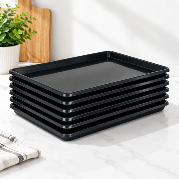 6 Pack Heavy Duty Oil Drip Pans, 35.98 x 24.88 Inch PP Plastic Leak-proof Reusable Trays for Automotive and Household Use