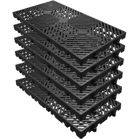 6 Pack Heavy Duty Plastic Pallets 11.8x23.6 In Stackable HDPE Storage Floor Pallets 2000 lbs Capacity Black