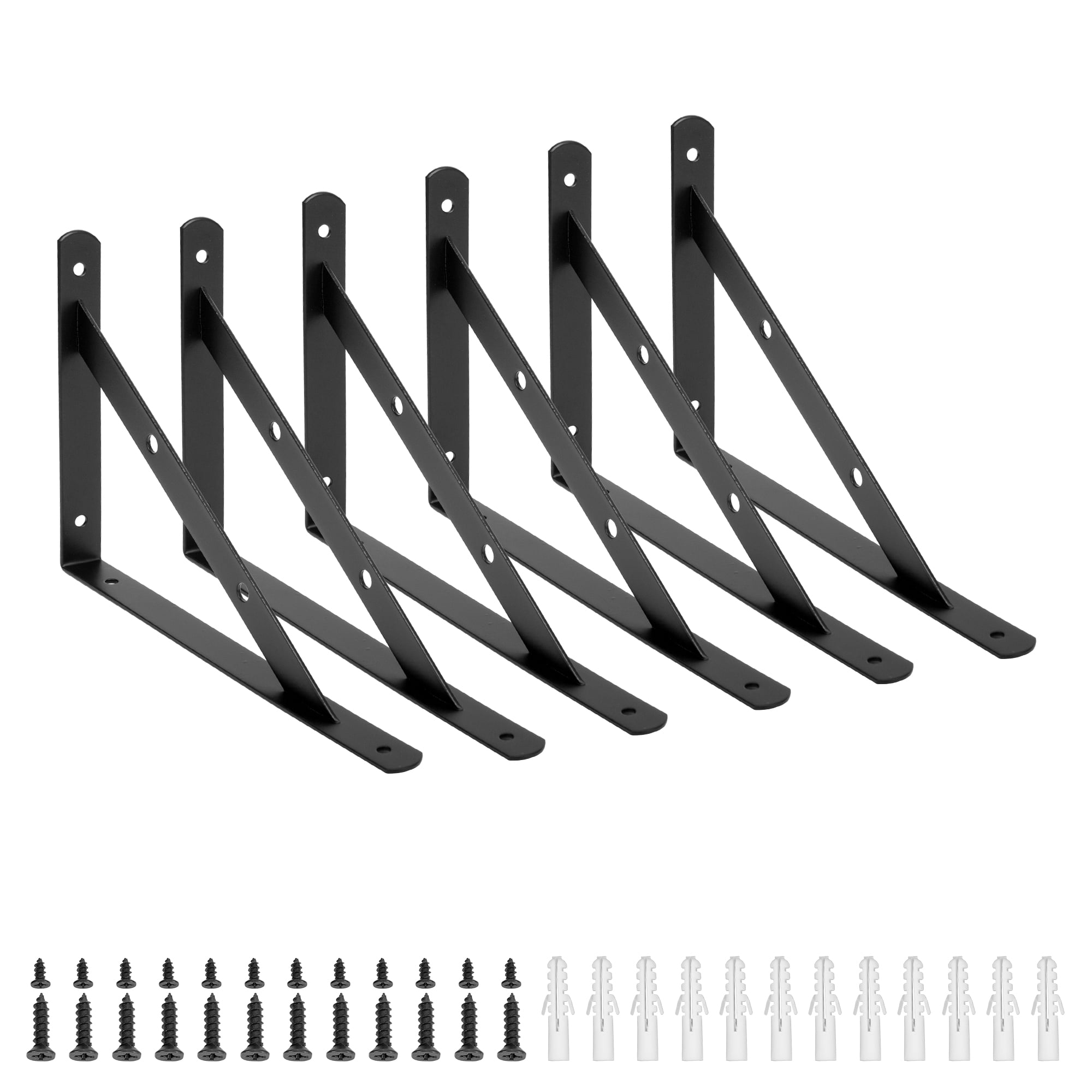 6 Pack Heavy Duty Shelf Bracket 12 x 8 inch DIY Wall Floating Shelf Brackets for Home Warehouse