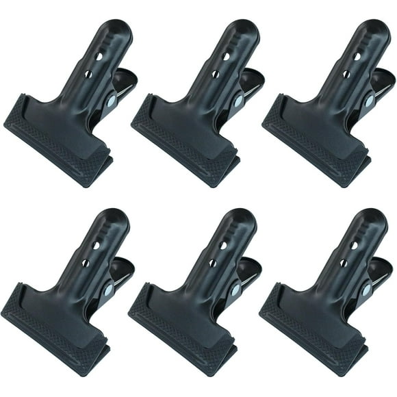 6 Pack Heavy Duty Spring Clamps, Black Metal Clips Rubber Hinge Clips for Photography Background Stands, Woodworking & Home Improvement Projects