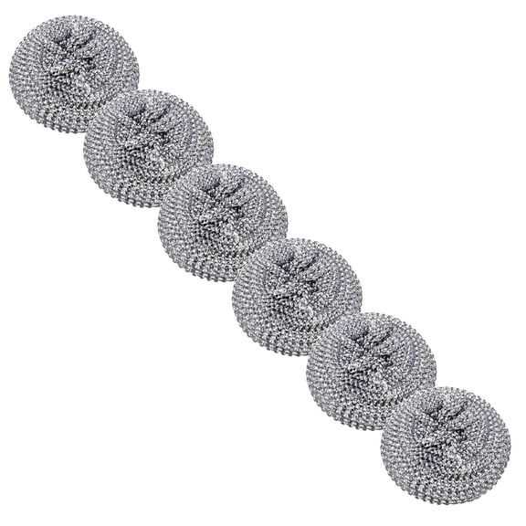 6 Pack Heavy Duty Stainless Steel Scrubber | Non-Scratch Steel Wool Pads for Pots,Grill Grates & Oven Racks,Kitchen Dishwashing | Rust-Free & Individually Wrapped
