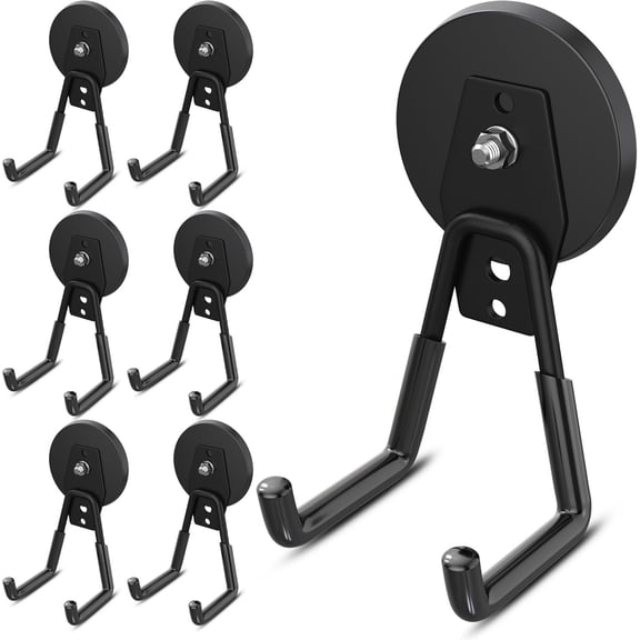 6 Pack Heavy Duty Storage  Utility Hooks, Ndfeb  Large Garage  Hooks, Extra Big  Hook, Industrial  Holder for  Power Drill Broom Garden Tools Pegboard