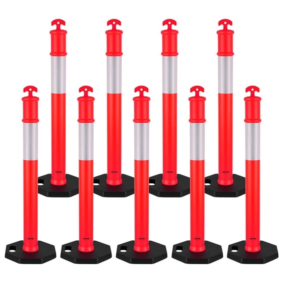 6 Pack Heavy Duty Traffic Cones with Reflective Bands, 48-Inch Safety Delineator Posts for Construction, Parking, and Event Crowd Control, Red