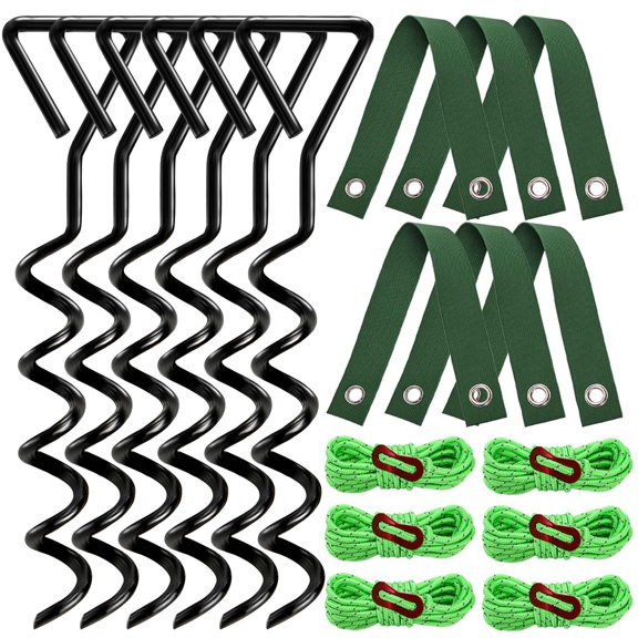 6 Pack Heavy Duty Tree Stake Kit for Trampoline Anchors Tent Stabilization 15.8 Inches