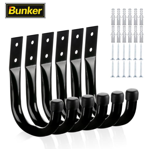 6 Pack Heavy Duty Wall Hooks for Garage Storage, Large Metal J Hooks for Hanging Tools, Extension Cords, Bikes, Ladders, Coats, Backpacks, Utility Hooks Wall Mount Organizer for Garage Workshop