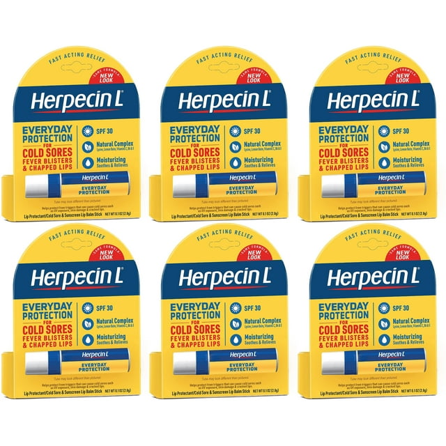 (6 Pack) HerpecinL lip balm stick spf 30 protectant sunscreen cold