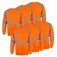 thumbnail image 1 of Hi-Vis Safety Shirt Class 3 Reflective, Orange Long Sleeve Work T-Shirt 6-Pack M, 1 of 7
