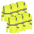 thumbnail image 1 of Hi-Vis Safety Shirt Class 3 Reflective, Yellow Long Sleeve Work T-Shirt 6-Pack L, 1 of 7