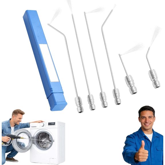 6 Pack High Pressure Washer Nozzle Kit for Washing Machine & AC Cleaning,High-Pressure Washer Extension Rod Nozzle Cleaning Kit,Quick-Connect,Premium Stainless Steel for Washing Machine&Ac Cleaning