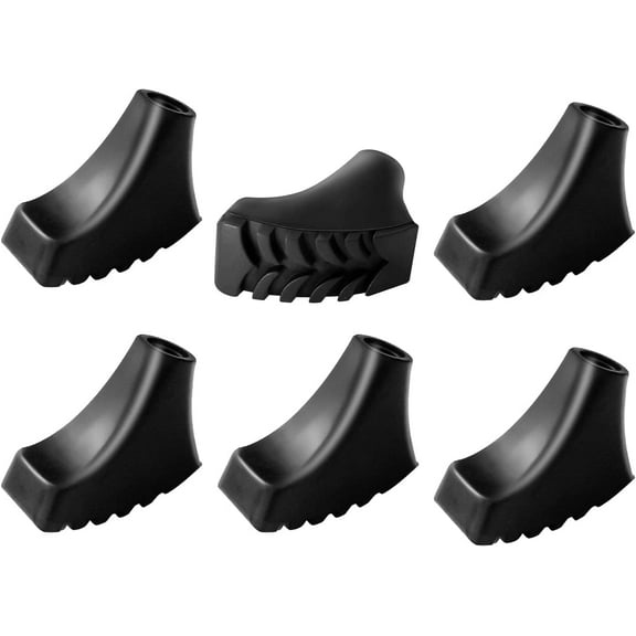 6 Pack Hiking Walking Sticks Rubber Tips, Replacement Tips Protectors for Trekking Poles, Fits Most Standard Hiking, Trekking, Walking Poles