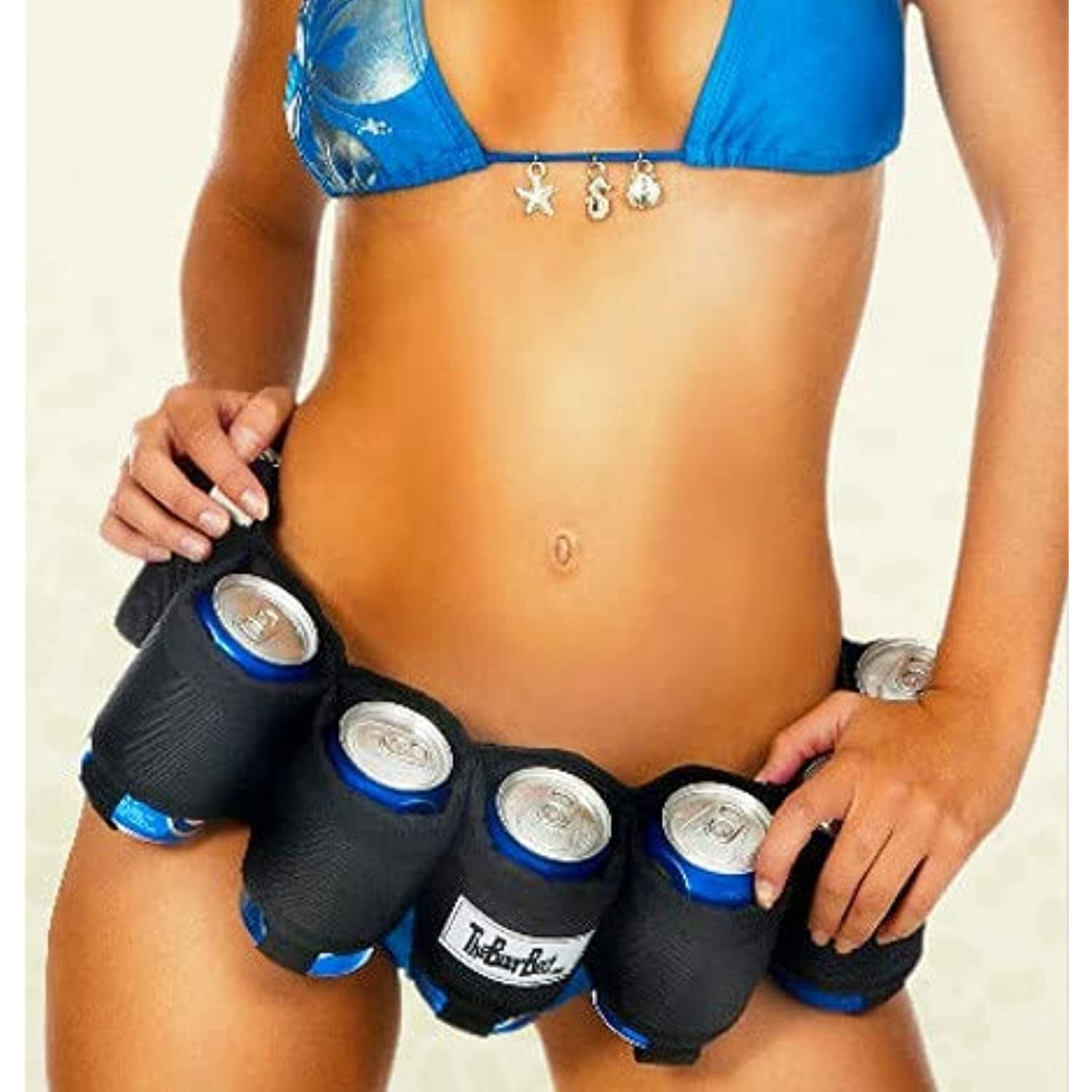 6 Pack Holster Beer/Can Belt Bag Holder Bottle Beverage Can Holder - Unisex  (White)