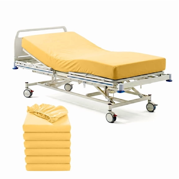 6 Pack Hospital Bed Fitted Sheets 36" x 84" x 6" Deep – 100% Egyptian Cotton 400 Thread Count, Soft Breathable & Durable Patient Sheets with Elastic All Around, Easy-Care Gold Solid