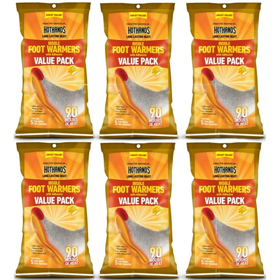 6 Pack Hothands Insole Foot Warmer 5 pair Each Value Pack