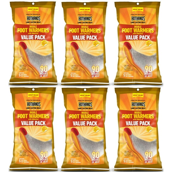 6 Pack Hothands Insole Foot Warmer 5 pair Each Value Pack