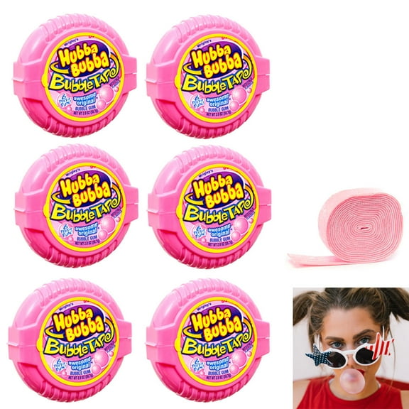 6 Pack Hubba Bubba Gum Tape Awesome Bubble Gum Original Flavor Fun 6ft Long Each