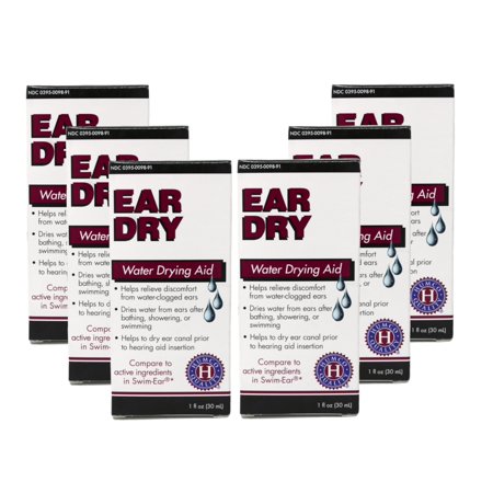 6 Pack Humco Ear Dry, Water Drying Aid for Swimmers & Drying Ears, 1oz each