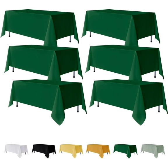 6 Pack Hunter Green Rectangle Table Clothes - 70 x 108 Inch - Wrinkle and Stain Resistant Fabric Tablecloths, Washable Polyester Table Covers for Wedding Christmas Party Banquet Formal Events