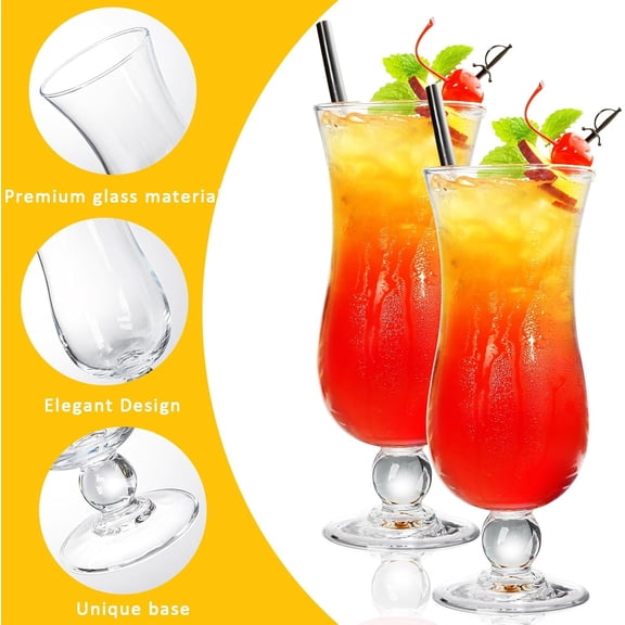 6 Pack Hurricane Glass - 15 oz Pina Colada Cocktail Glasses Clear Tulip Drinking Cups for Drinking Cocktails, Tropical Drinks, Water Full-Bodied Beer, Juice$$Home Decor, Kitchen, & Other