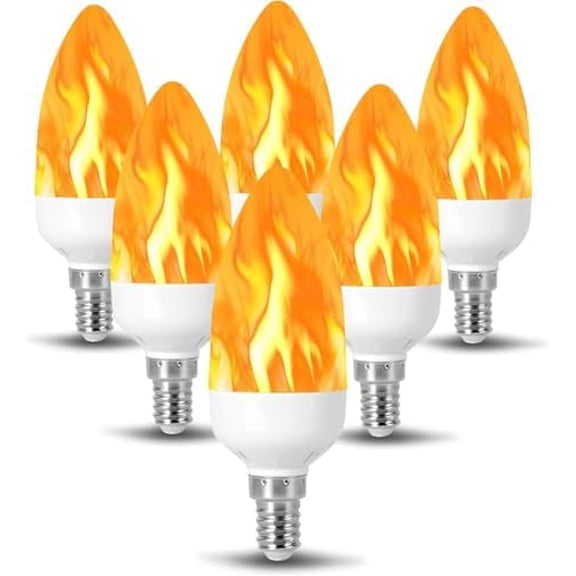 6 Pack I LED Flame Effect Bulb, E12 Base, 3W Amber Glow, 12V Low Voltage, Indoor/Outdoor Light - 12 Volt Low Voltage 3 Watt Flaming Calm Vibe$$Tools & Hardware Other
