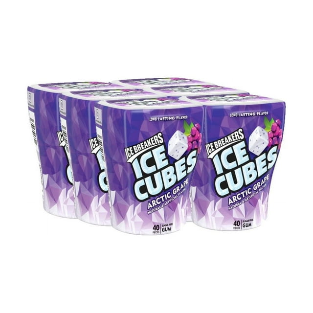 6 Pack Ice Breakers Ice Cubes Sugar Free Gum, Arctic Grape, 40 Pieces