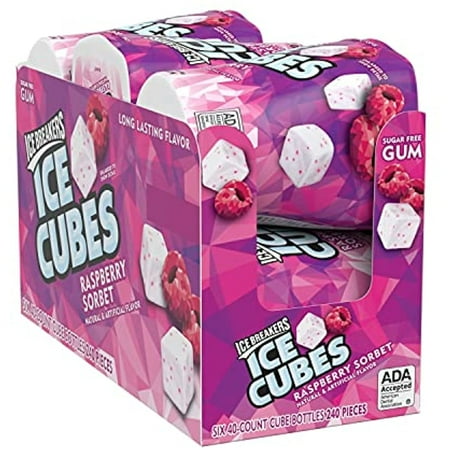 6 Pack Ice Breakers Ice Cubes Sugar Free Gum, Raspberry Sorbet, 40 Pieces