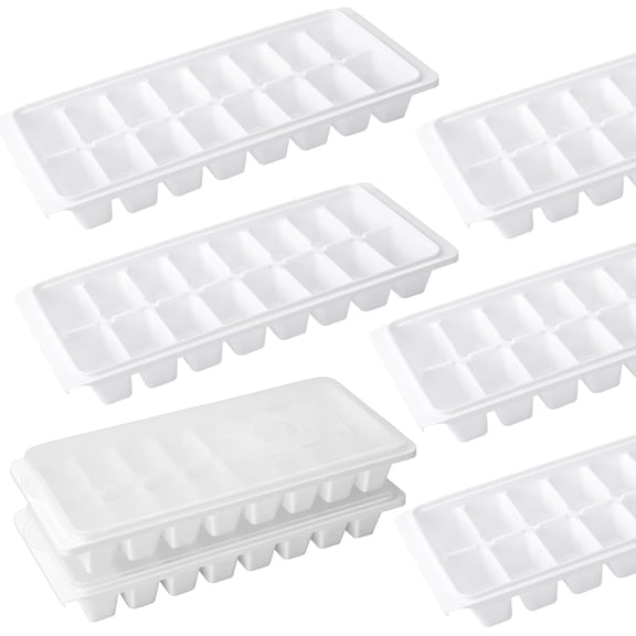 6 Pack Ice Cube Tray,Plastic Ice Cube Trays for Freezer,Ice Cube Trays Easy Release,16 Cube Trays,Stackable Ice Trays for Freezer with Lid